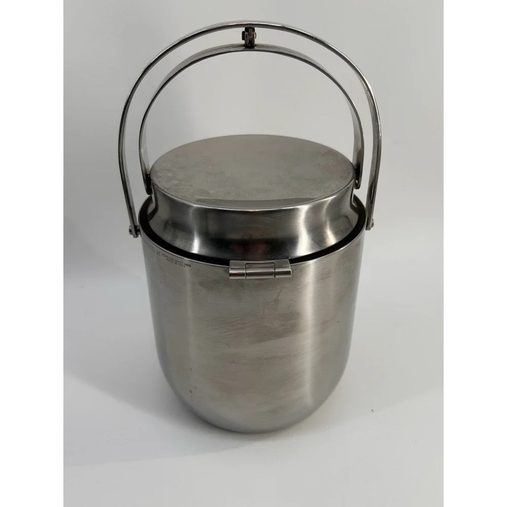 Vintage ALESSI Stainless‎ Steel Thermal Ice Bucket W/ Polished Copper Interior
